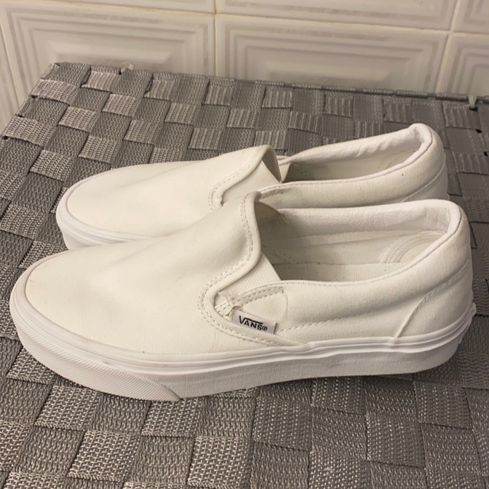 White Slip On Vans